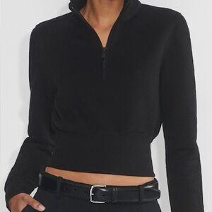 NWT Aritzia Cozy Sweatfleece Snug Fit High-Rib 1/2 Zip XL